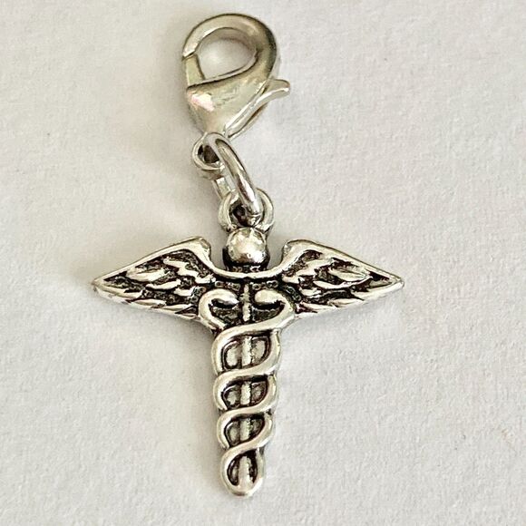 Caduceus Clip On Charm Zipper Pull Bag Purse Charm Graduation Gift RN MD DO ARNP - Picture 6 of 8